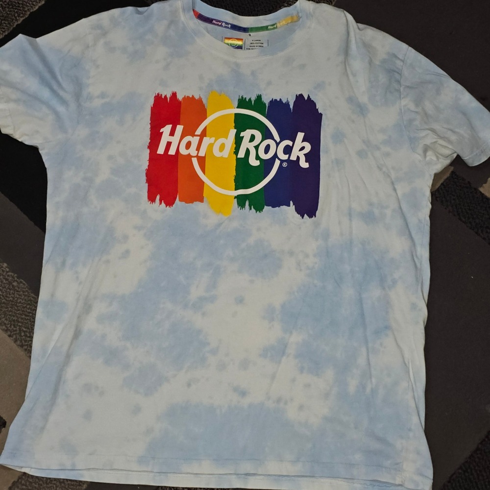 Hard Rock Cafe Pride Graphic T-Shirt Mens XL Blue Tie Dye Good